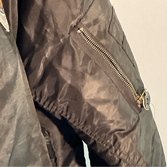 Black Varsity Bomber Security Jacket Men’s XXL with American Flag, Eagle Patches - Picture 9 of 16